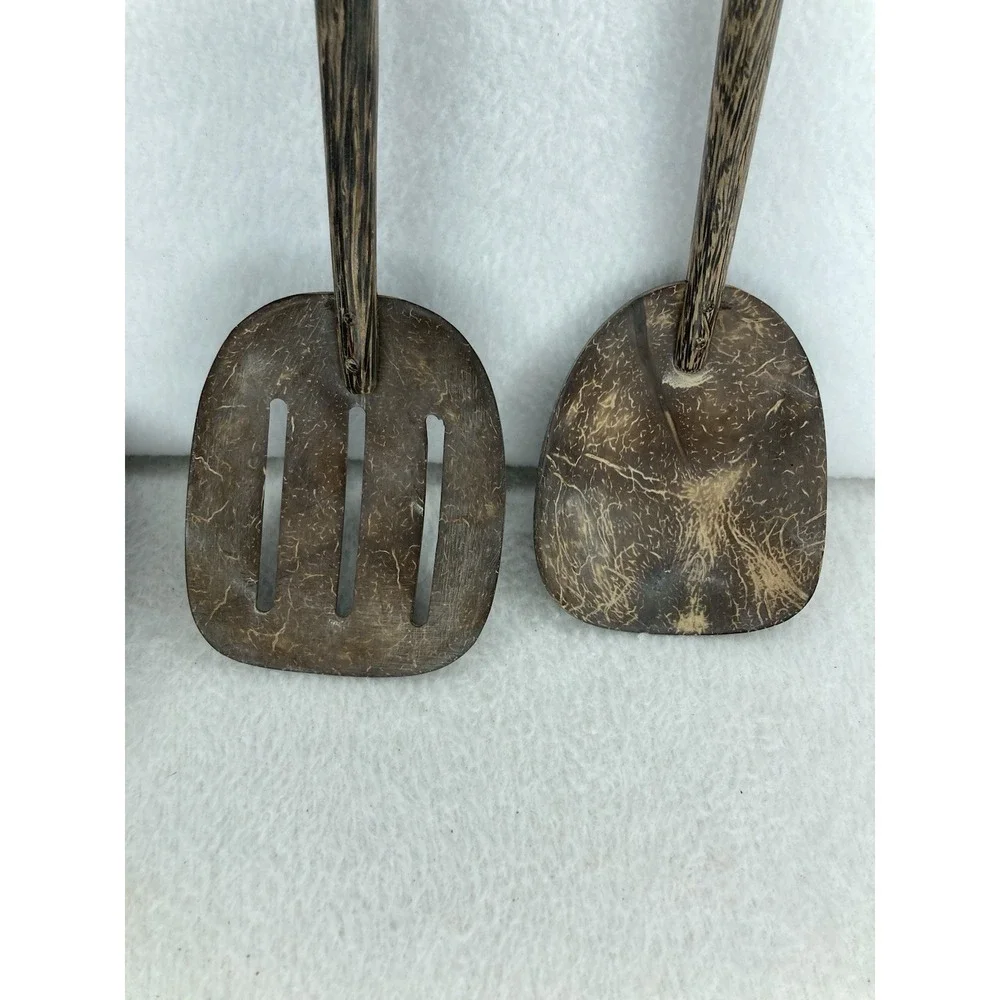 Handmade Thailand Coconut Shell Kitchen Utensil Set Ladle Slotted Turner Spatula